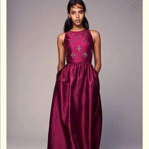 Women's Red/Burgundy Beaded Mikado Ballgown Sz 6P